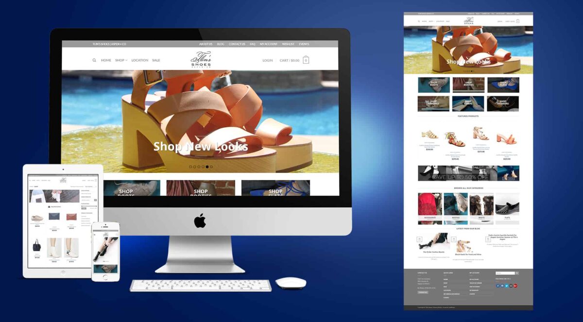 Tlins Shoes Aspen - ECommerce Website Design & Development